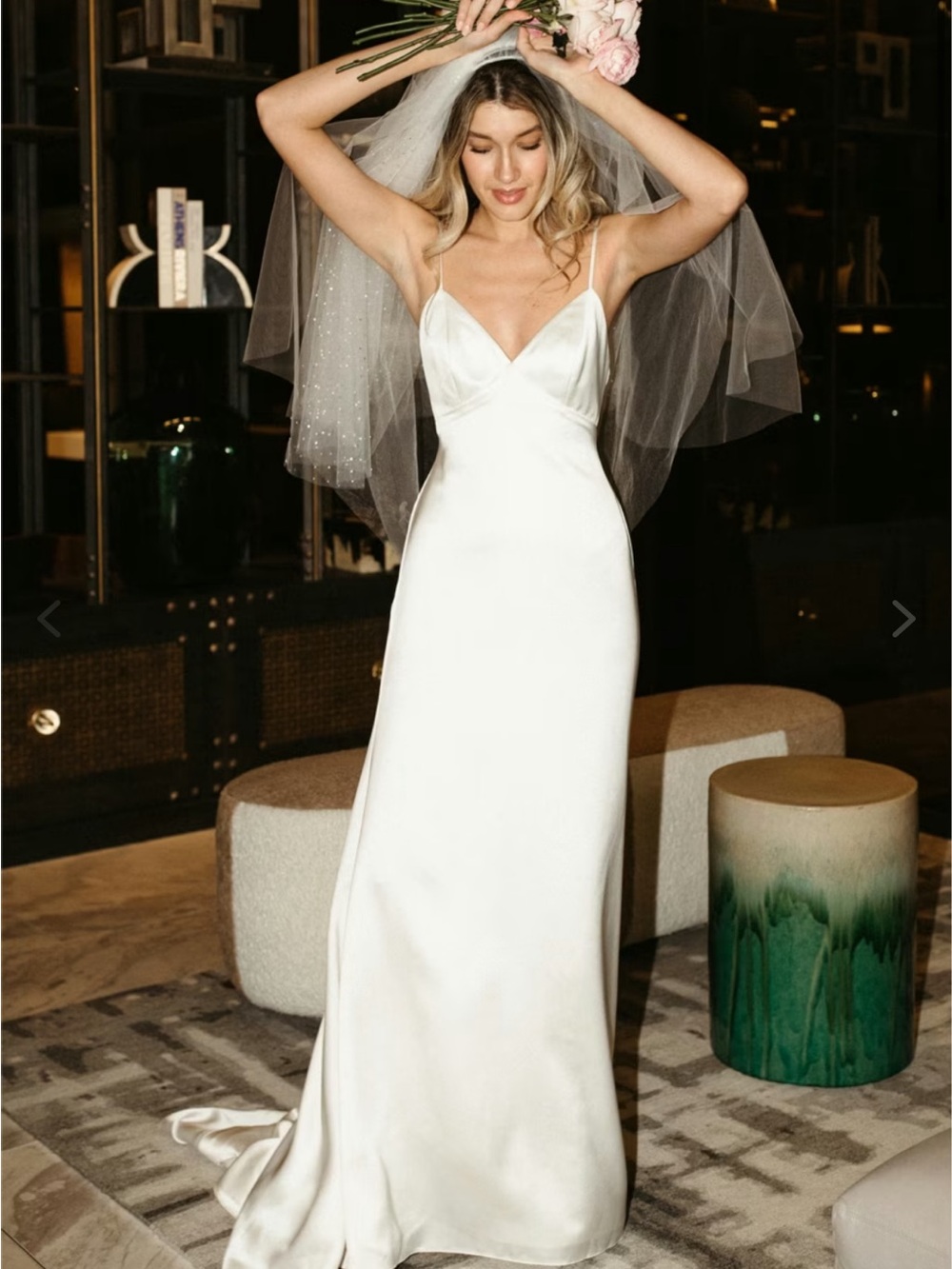Wess by Watters. Elegant Satin V-Neck Bridal Gown BRAND NEW